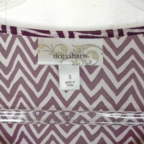 Dress Barn Roll-tab Striped Layered Tunic Blouse Purple and White size Small - Picture 3 of 16